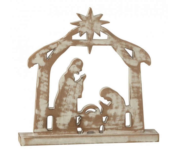 Přírodní Betlém s patinou Nativity - 28*5*30 cm J-Line by Jolipa
