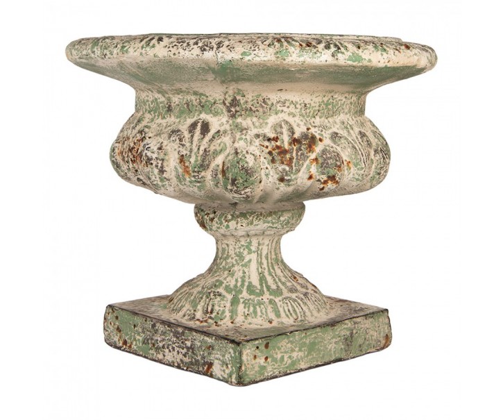 Zelený antik květináč v barokním stylu s listy Baroque - Ø 56*50 cm Clayre & Eef