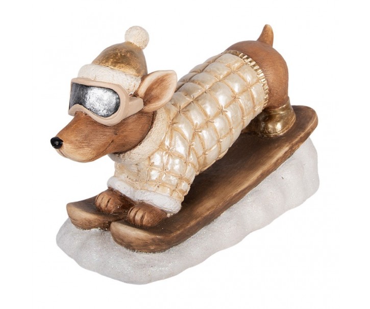 Dekorace jezevčík v lyžařském obleku Dachshund - 50*23*29 cm Clayre & Eef