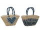 Set 2ks plážová taška z mořské trávy se srdíčkem Beach Bag - 59*22*30 cm J-Line by Jolipa