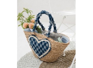 Set 2ks plážová taška z mořské trávy se srdíčkem Beach Bag - 59*22*30 cm