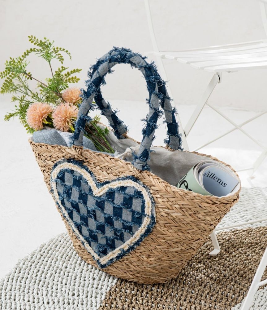 Set 2ks plážová taška z mořské trávy se srdíčkem Beach Bag - 59*22*30 cm J-Line by Jolipa Set 2ks plážová taška z mořské trávy se srdíčkem Beach Bag - 59*22*30 cm J-Line by Jolipa