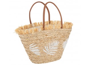 Plážová taška s listy a třásněmi Beach Bag Leaves - 45*24*56 cm