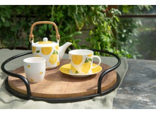 Čajová sada s konvičkou a 2 hrnky Casa Limone - 16*11*12 cm / 600 ml