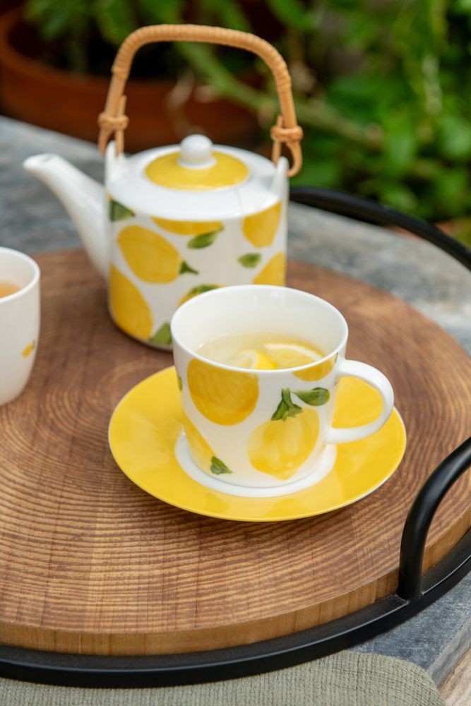 Kávová sada 4 šálků s podšálky Casa Limone - Ø 13*7 cm / 200 ml J-Line by Jolipa Kávová sada 4 šálků s podšálky Casa Limone - Ø 13*7 cm / 200 ml J-Line by Jolipa