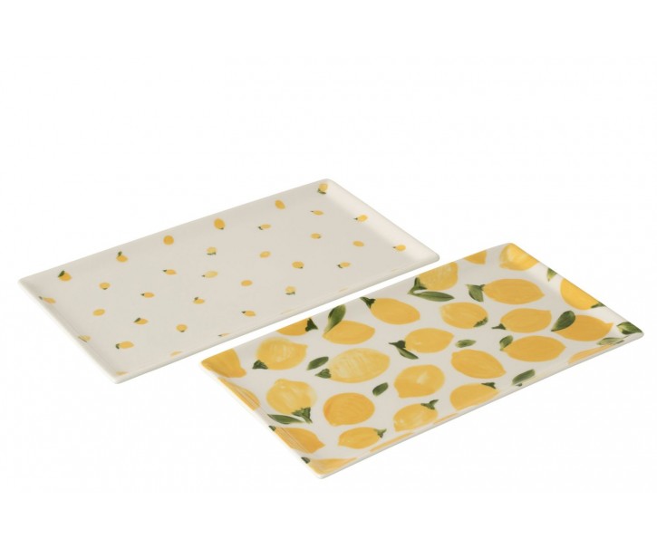 Sada 2ks keramický tác s citróny Casa Limone - 31*17*1,5 cm J-Line by Jolipa