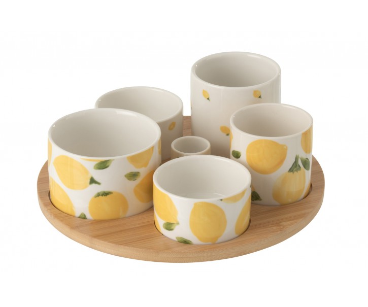 Veliká sada na předkrmy s motivem citrónů Casa Limone - Ø 13*8 cm J-Line by Jolipa