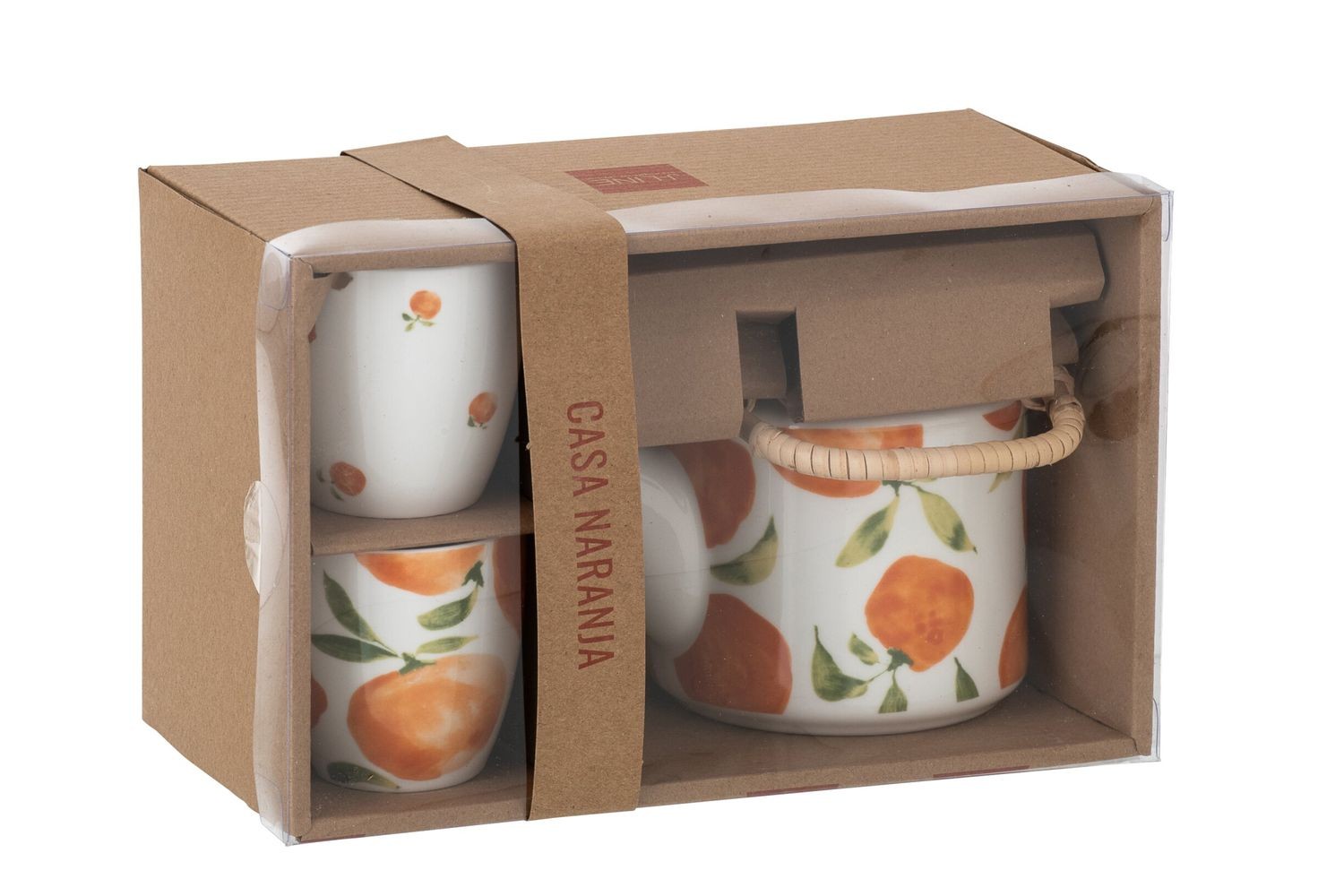 Čajová sada s konvičkou a 2 hrnky Casa Naranja - 16*11*12 cm / 600 ml J-Line by Jolipa Čajová sada s konvičkou a 2 hrnky Casa Naranja - 16*11*12 cm / 600 ml J-Line by Jolipa