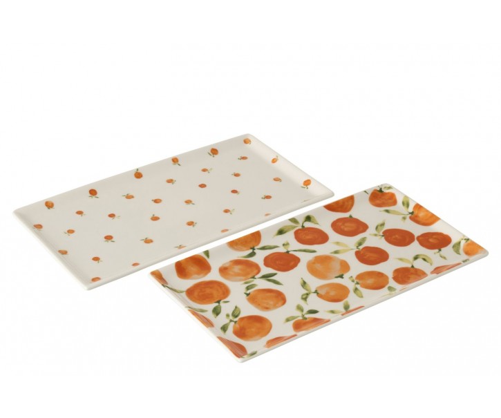 Sada 2 keramických táců s motivem pomerančů Casa Naranja - 31*17*1,5 cm J-Line by Jolipa