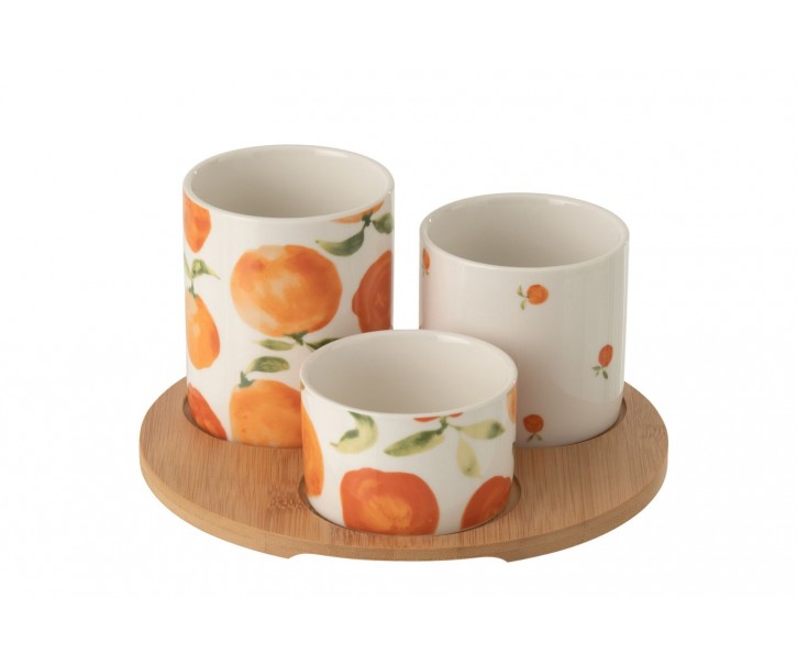Malá sada na předkrmy s motivem pomerančů Casa Naranja - Ø 8*9 cm J-Line by Jolipa