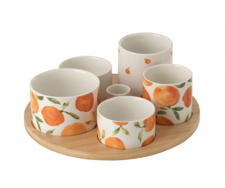 Veliká sada na předkrmy s motivem pomerančů Casa Naranja - Ø 13*8 cm J-Line by Jolipa
