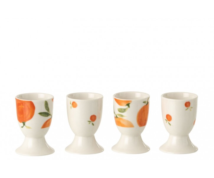 Sada 4 keramických kalíšků na vajíčka Casa Naranja - Ø 5*7 cm J-Line by Jolipa