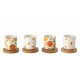 Sada 4 keramických kalíšků s dřevěnými podtácky Casa Naranja - Ø 6*6,5 cm / 100 ml J-Line by Jolipa