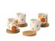Sada 4 keramických kalíšků s dřevěnými podtácky Casa Naranja - Ø 6*6,5 cm / 100 ml J-Line by Jolipa