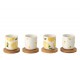 Sada 4 keramických kalíšků s dřevěnými podtácky Casa Limone - Ø 6*6,5 cm / 100 ml J-Line by Jolipa