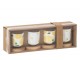 Sada 4 keramických kalíšků s dřevěnými podtácky Casa Limone - Ø 6*6,5 cm / 100 ml J-Line by Jolipa