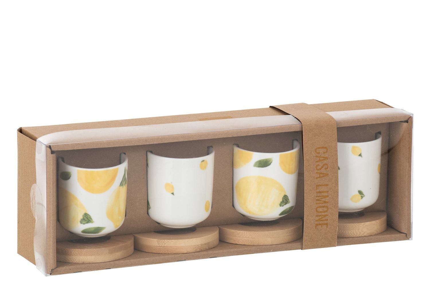 Sada 4 keramických kalíšků s podtácky Casa Limone - Ø 6*6,5 cm / 100 ml J-Line by Jolipa Sada 4 keramických kalíšků s podtácky Casa Limone - Ø 6*6,5 cm / 100 ml J-Line by Jolipa