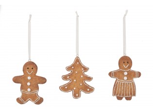Set 3 ks závěsná dekorace perníček Ginger - 7*1*9 cm
