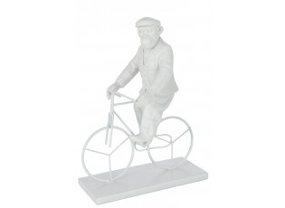 Bílá dekorativní soška opice na kole Monkey Bike - 25*13*33 cm