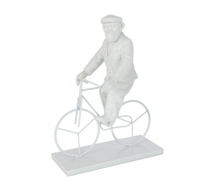 Bílá dekorace opice na kole Monkey Bike - 25*13*33 cm J-Line by Jolipa