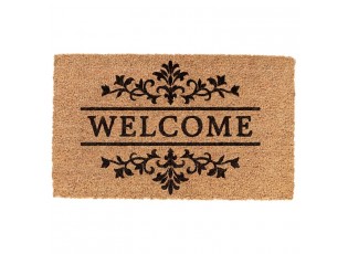 Hnědá kokosová rohožka s ornamenty Welcome - 75*45*1 cm