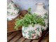 Krémový antik keramický obal na květináč s jahůdkami Fraises - Ø 12*9 cm Chic Antique