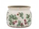 Krémový antik keramický obal na květináč s jahůdkami Fraises - Ø 12*9 cm Chic Antique