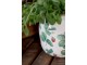 Krémový antik keramický obal na květináč s jahůdkami Fraises - Ø 12*9 cm Chic Antique