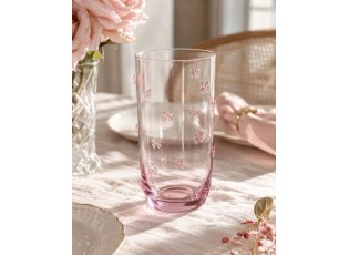 Sklenice na vodu s romantickým motivem mašliček - Ø 7*15 cm / 350 ml