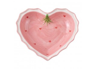 Růžová keramická miska ve tvaru srdce Sweet Hearts M - 15*15*4 cm