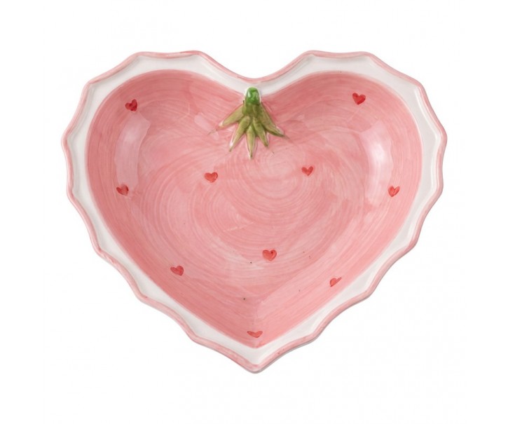 Růžová keramická miska ve tvaru srdce Sweet Hearts M - 15*15*4 cm Clayre & Eef