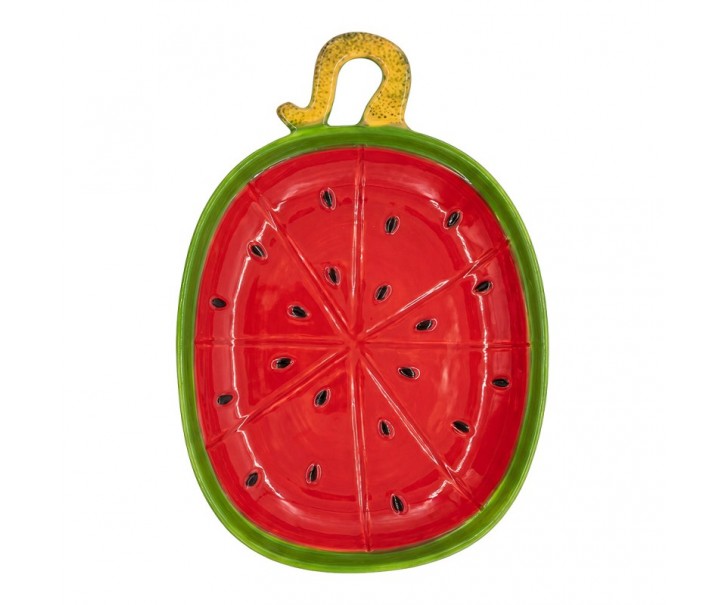 Červená keramická miska ve tvaru melounu Sweet Melon - 24*17*3 cm Clayre & Eef
