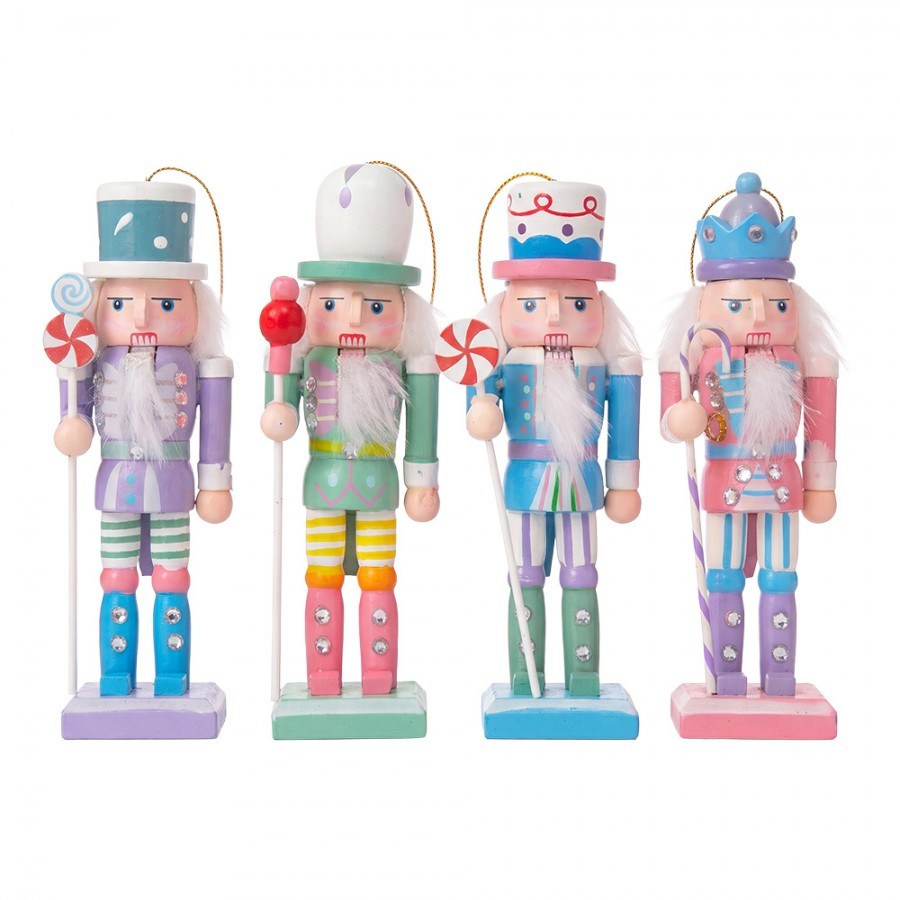Set 4ks vánoční dřevěná ozdoba Louskáček - 3*12cm