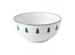 Bílá keramická miska s motivem stromků - Ø 16*7 cm / 500 ml