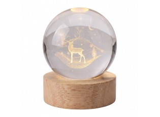 LED stolní lampička Jelen na dřevěném podstavci - Ø 6 cm / USB