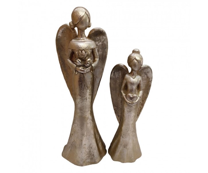 Set 2ks zlatých antik andělů - 11*9*33 / 9*7*26 cm Clayre & Eef