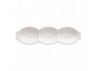 Bílá porcelánová mistička s perličkovým okrajem a motýlky Butterfly - 25*7*3 cm