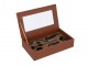 Hnědý box z umělé kůže s doplňky na víno Cognacco - 23*13*6 cm J-Line by Jolipa