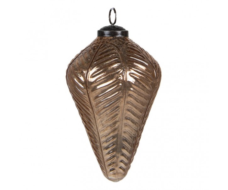 Bronzová skleněná vánoční ozdoba šiška L - Ø 10*16 cm Clayre & Eef