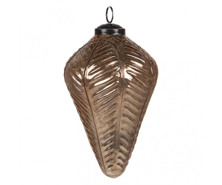 Bronzová skleněná vánoční ozdoba šiška XL - Ø 15*20 cm Clayre & Eef