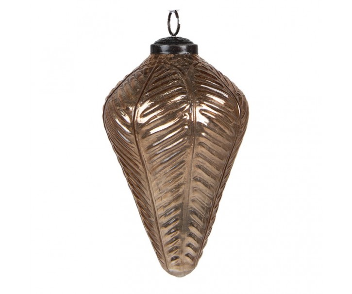 Bronzová skleněná vánoční ozdoba šiška M - Ø 7*10 cm Clayre & Eef