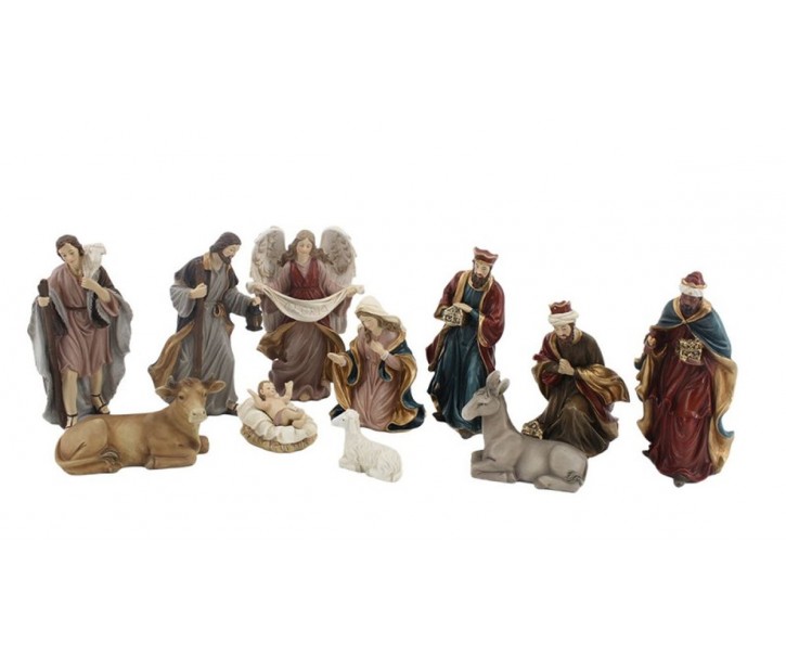 Vánoční dekorace figurky Betlém – sada 11 ks / 10*5*15 cm Clayre & Eef