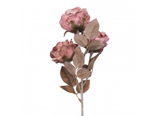 Růžová umělá květina růže s vintage nádechem - 83 cm