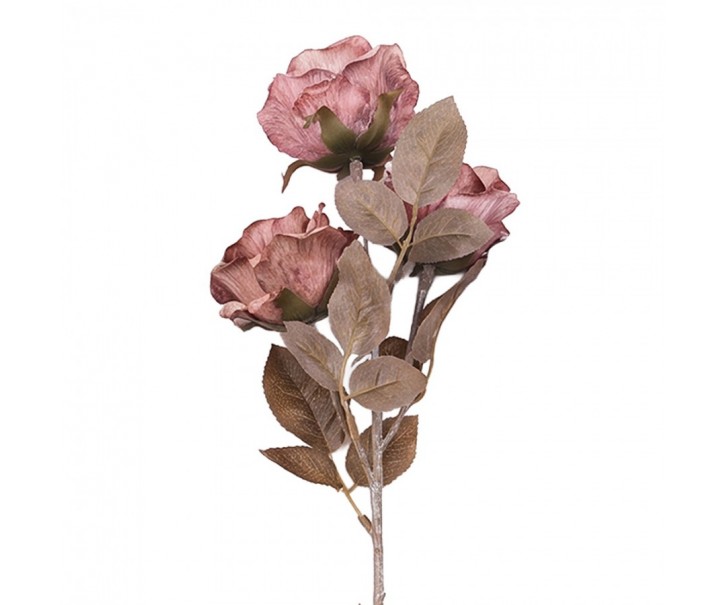 Růžová umělá květina růže s vintage nádechem - 83 cm Clayre & Eef