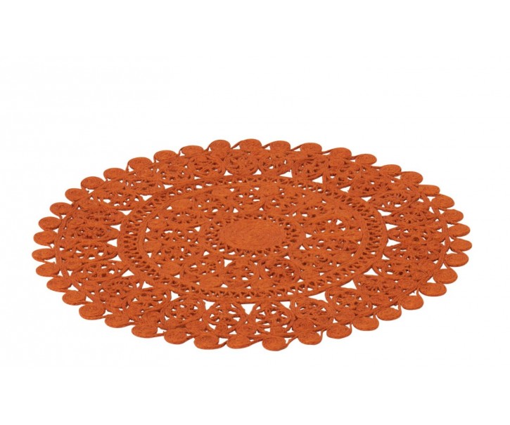 Oranžový kulatý jutový koberec Oriental Mandal - Ø 80 cm J-Line by Jolipa