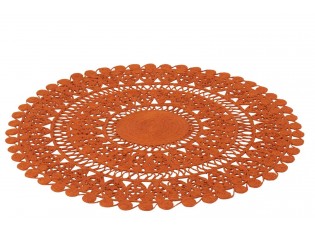 Oranžový kulatý jutový koberec Oriental Mandal - Ø 120 cm