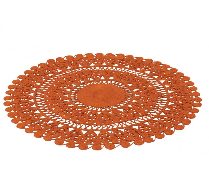 Oranžový kulatý jutový koberec Oriental Mandal - Ø 120 cm J-Line by Jolipa