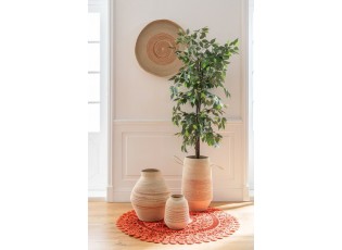 Oranžový kulatý jutový koberec Oriental Mandal - Ø 120 cm