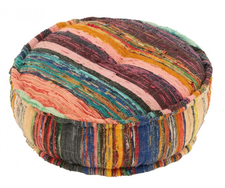 Barevný kulatý bavlněný puf Chindo - Ø 55*20 cm J-Line by Jolipa