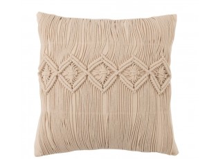Béžový polštář s drhaným vzorem Macramé Cosy - 45*12*45 cm